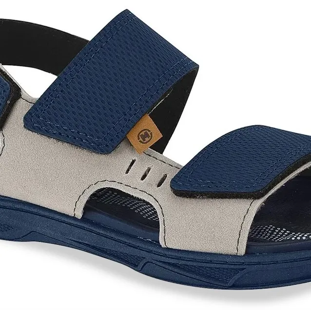 Sandália infantil Molekinho papete casual marinho vista lateral mostrando detalhes do cabedal